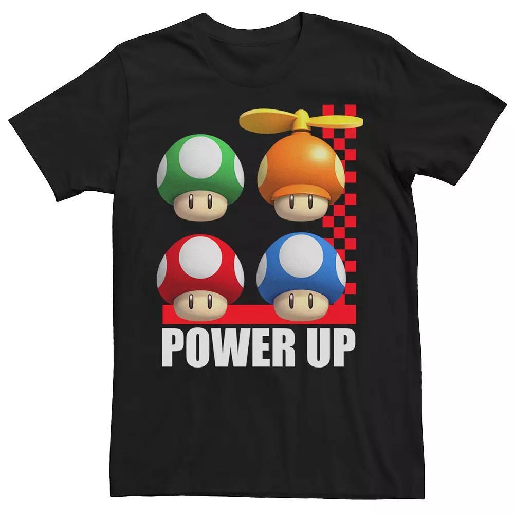 Men's Nintendo Super Mario Power Up Mushrooms Grid Logo Graphic Tee,  Product Image