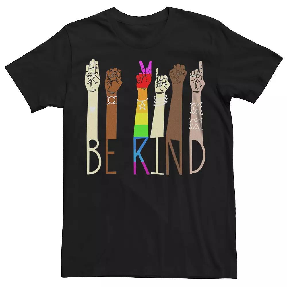 Men's Pride Be Kind ASL Sign Language Hands Graphic Tee, Size: Medium, Black Product Image