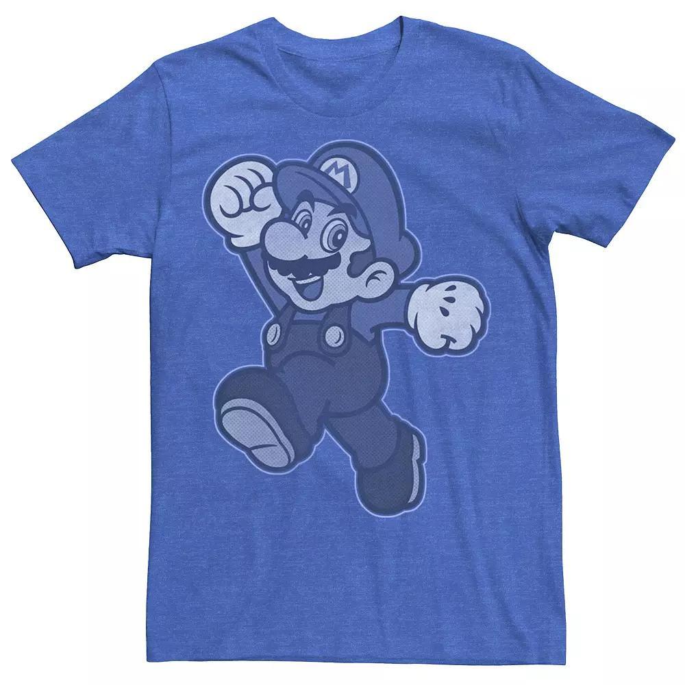 Men's Super Mario Tonal Blue Mario Portrait Tee, Size: Medium, Royal Grey Product Image