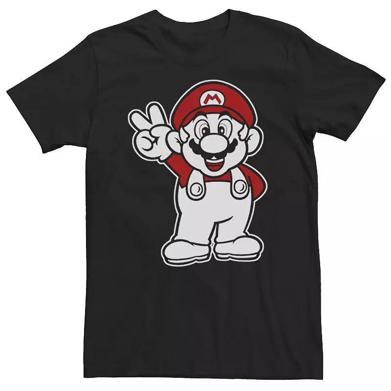 Big & Tall Nintendo Super Mario Red And White Peace Sign Fleece Tee, Mens Product Image