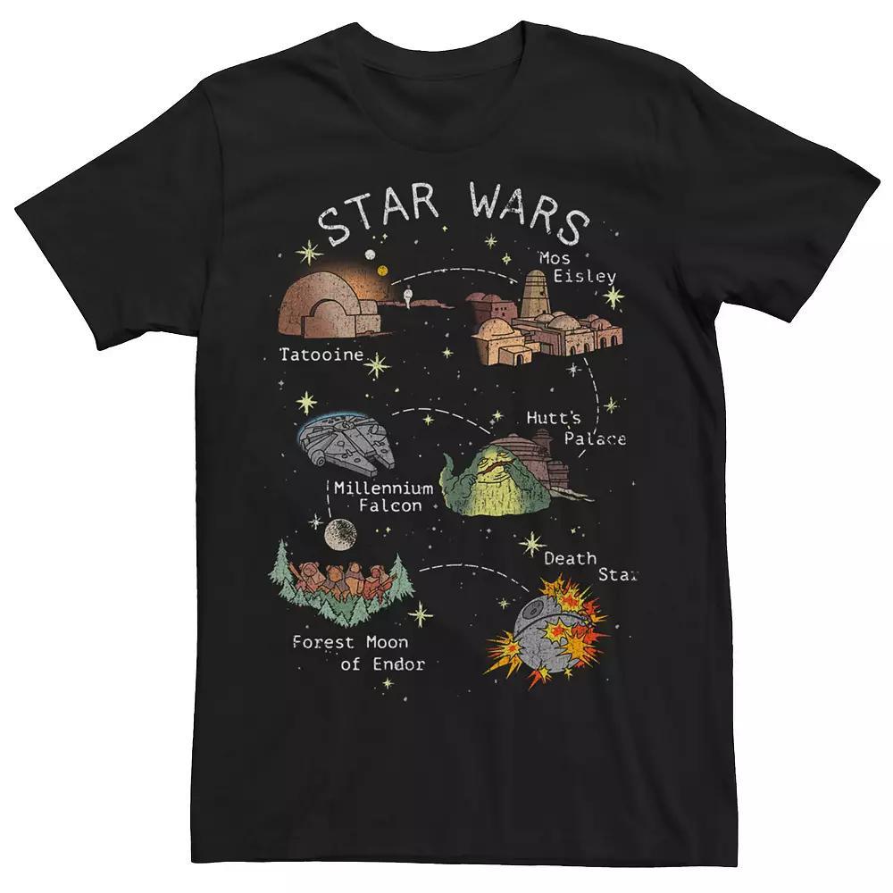 Men's Star Wars Drawn Locations Poster Graphic Tee, Size: Small, Black Product Image