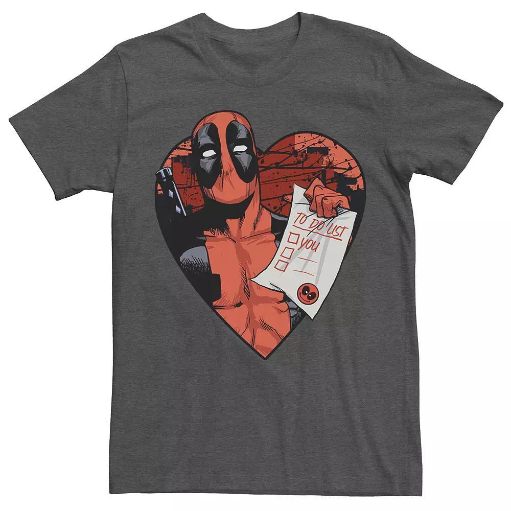 Men's Deadpool Heart Tee, Size: Small, Grey Heather Product Image