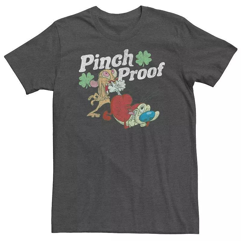 Big & Tall Ren And Stimpy Pinch Proof Shamrock Tee, Mens Grey Heather Product Image