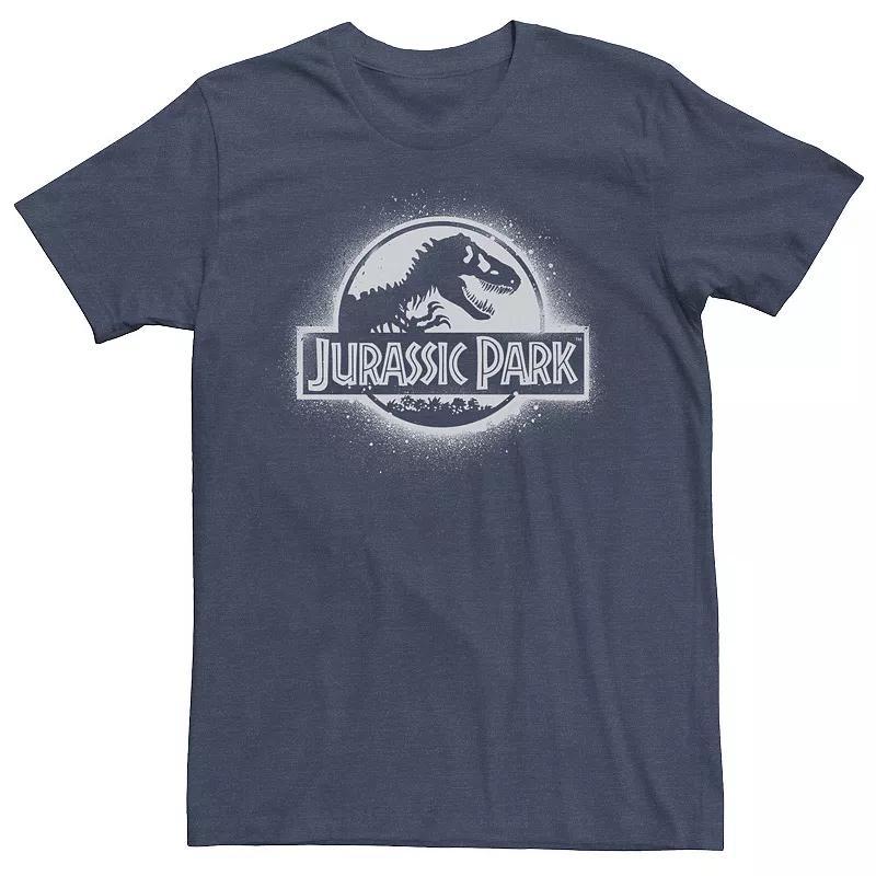 Mens Jurassic Park All White Spray Paint Stencil Movie Logo Tee Navy Grey Product Image