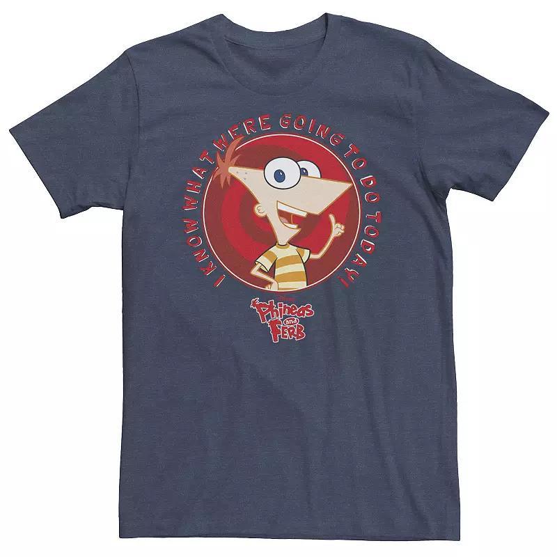 Big & Tall Disney Phineas And Ferb Tee, Mens Navy Grey Product Image