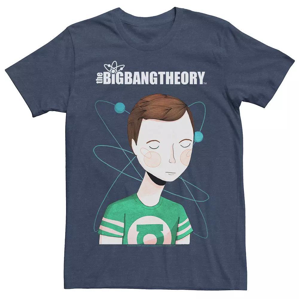 Mens The Big Bang Theory Sheldon Simple Cartoon Portrait Tee Navy Grey Product Image