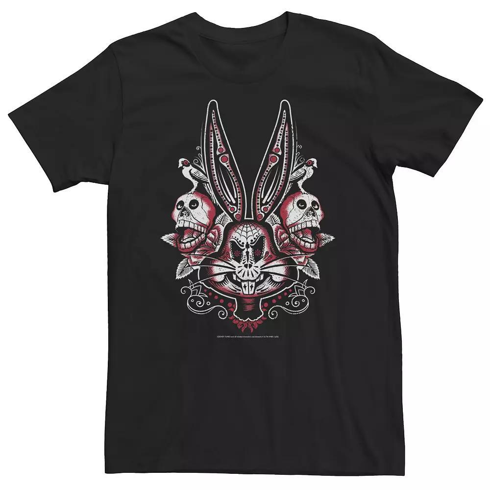 Big & Tall Looney Tunes Bugs Bunny Red Sugar Skull Tee, Men's, Size: XXL Tall, Black Product Image