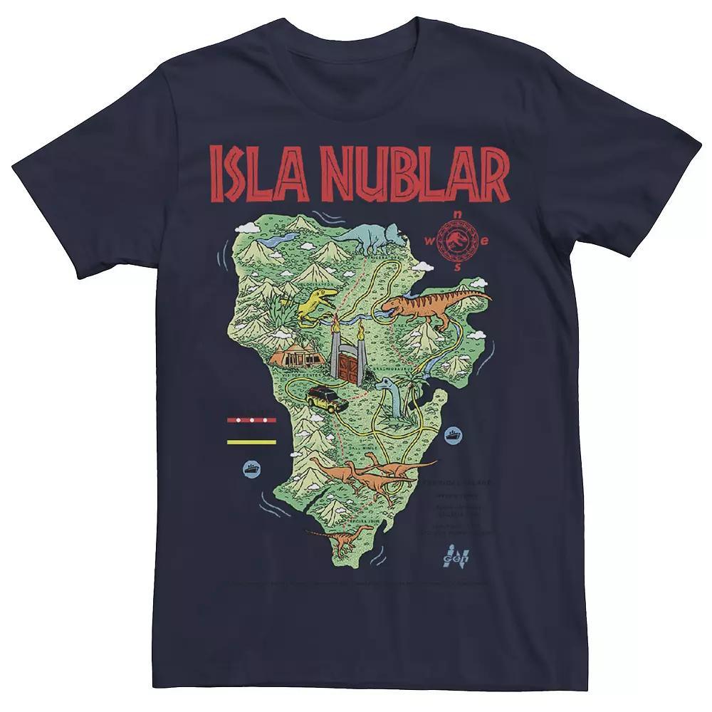 Men's Jurassic Park Islas Nublar Landmark Map Tee, Size: XXL, Blue Product Image