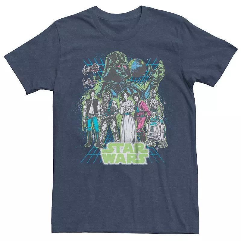 Big & Tall Star Wars Fluorescent Grid Draw Tee, Men's, Size: 4XL Tall, Navy Grey Product Image