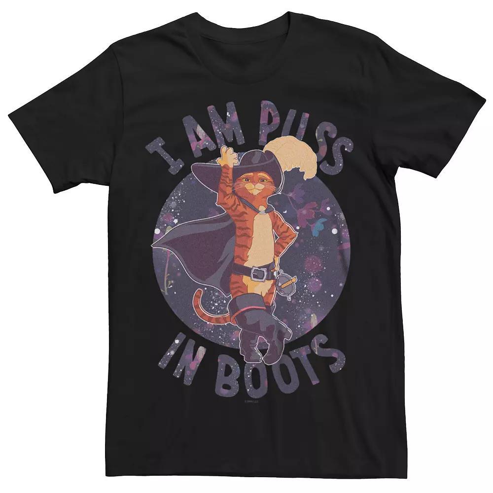 Men's Puss In Boots Space And Flowers Tee, Size: XL, Black Product Image