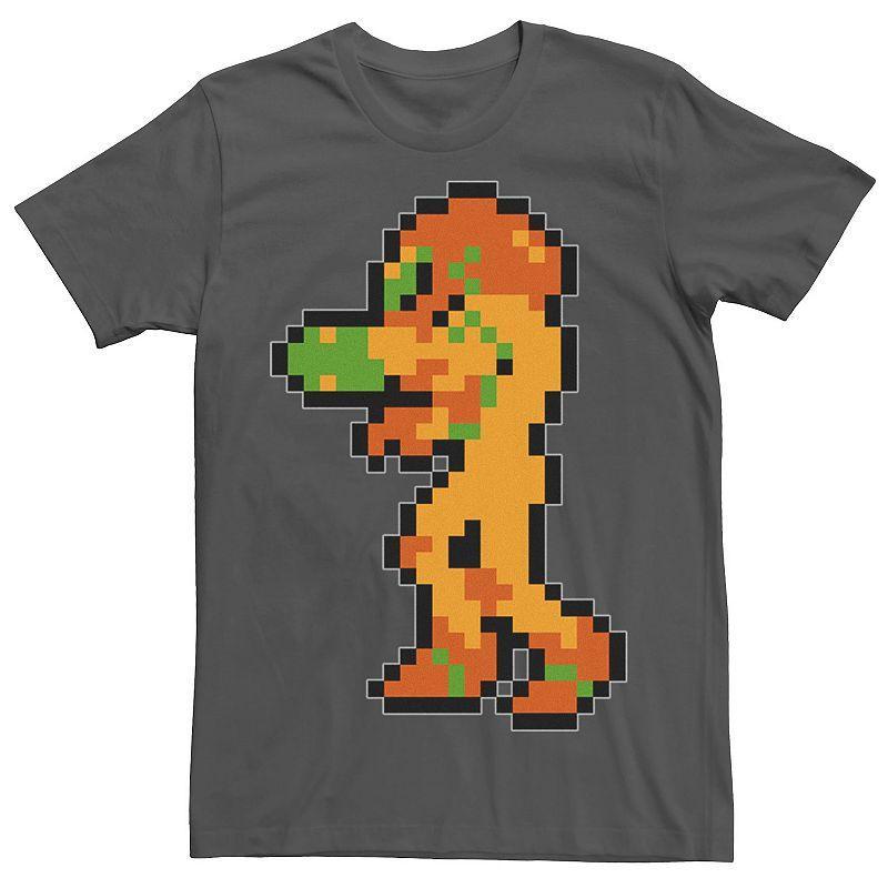 Mens Nintendo Samus Suit Colorful Pixelated Tee Grey Product Image