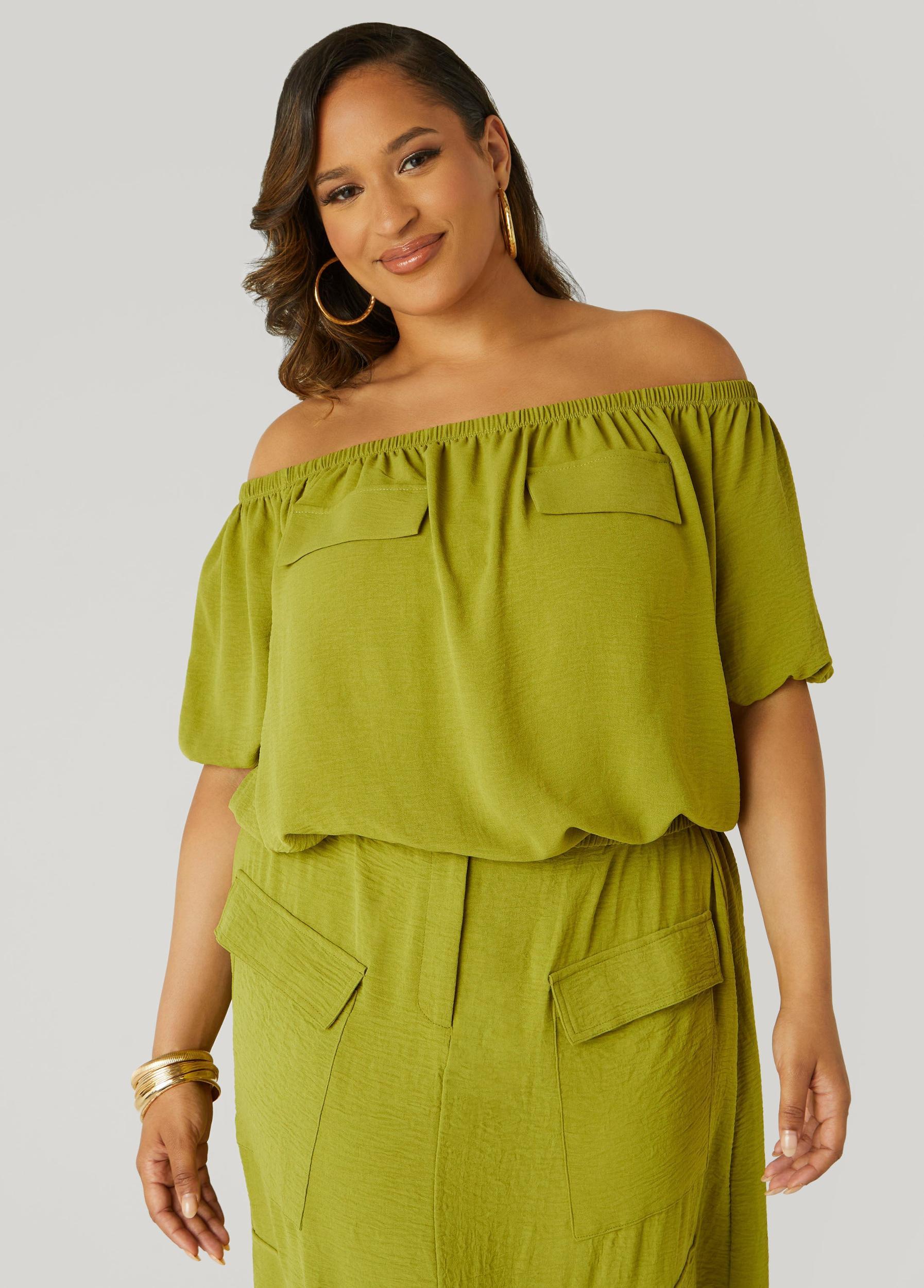 Plus Size Textured Off The Shoulder Blouse Ashley Stewart Product Image