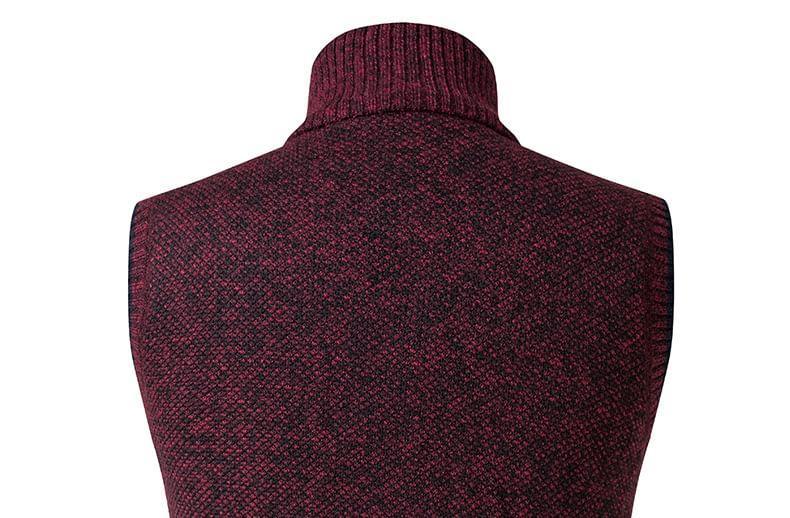 Stand Collar Plain Zip Sweater Vest Product Image