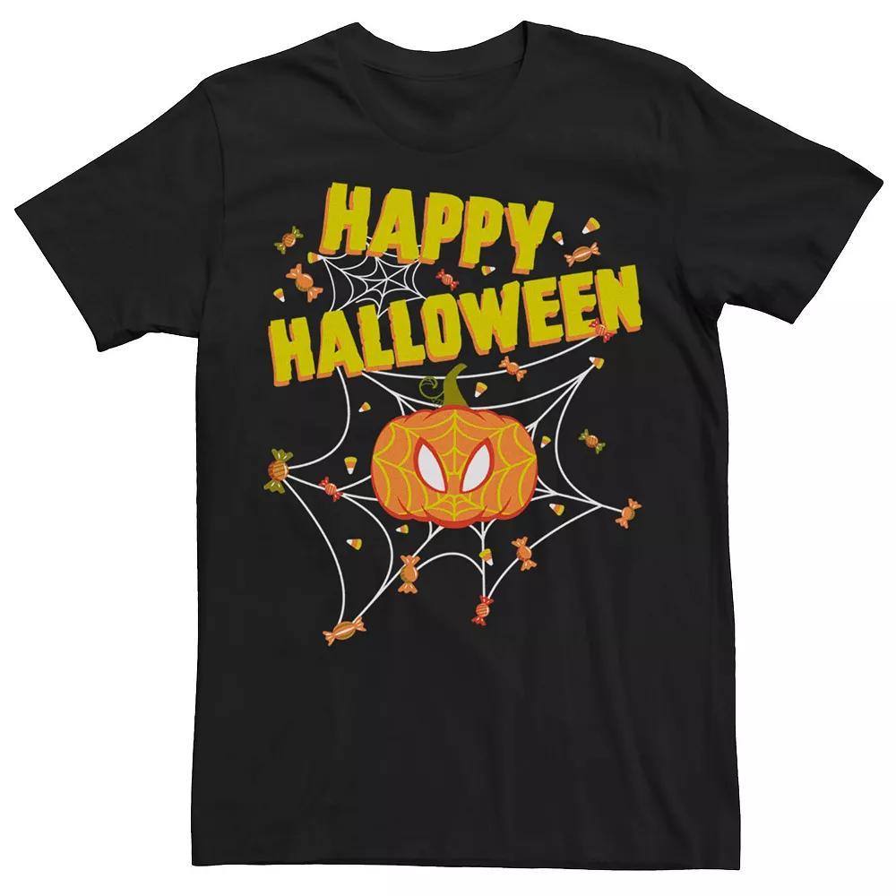 Men's Marvel Spider-Man Pumpkin Happy Halloween Tee, Size: XL, Black Product Image