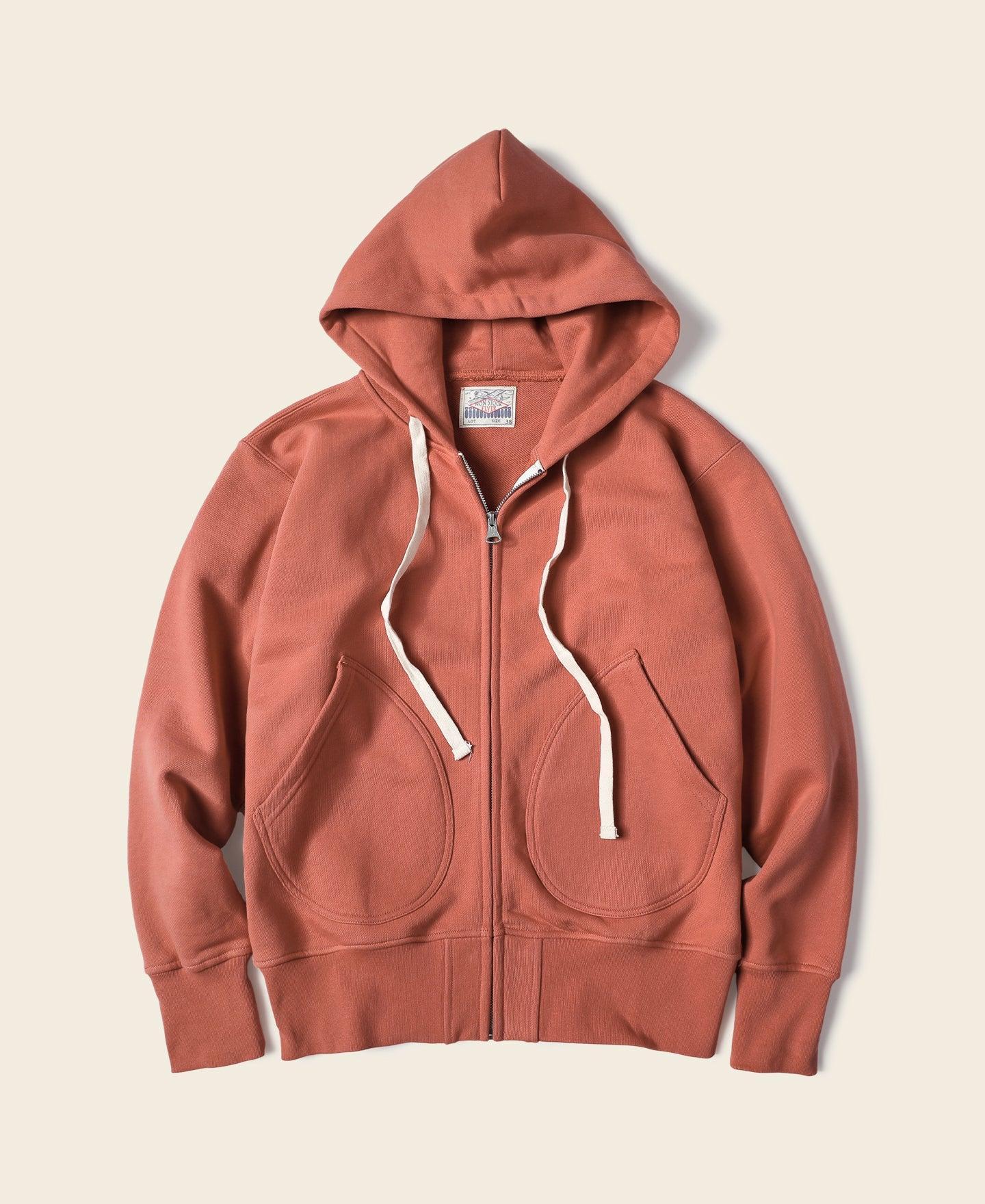 17.5 oz Terry Cloth Full-Zip Hoodie - Brick Red Product Image