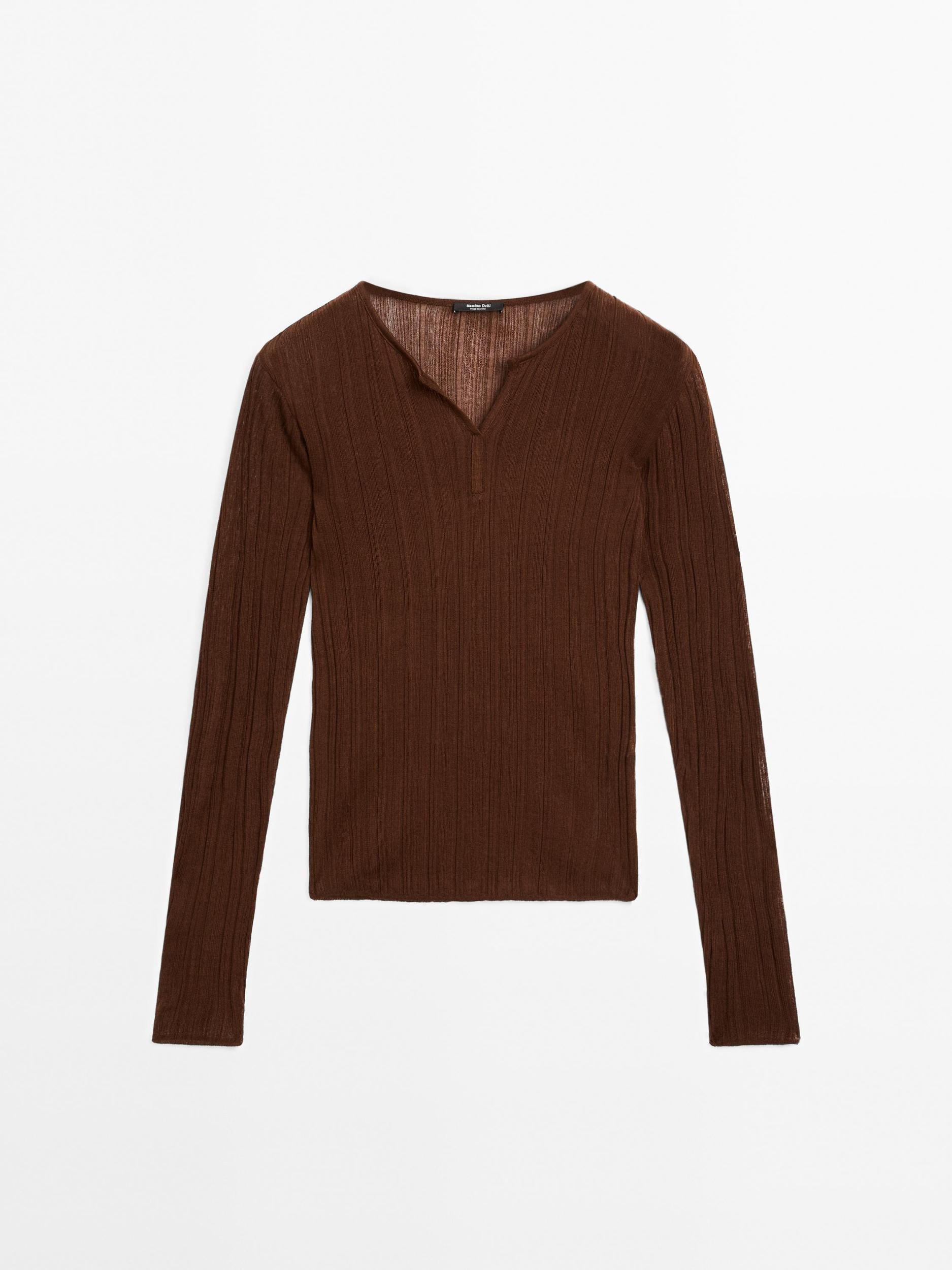 Long sleeve ribbed T-shirt Product Image