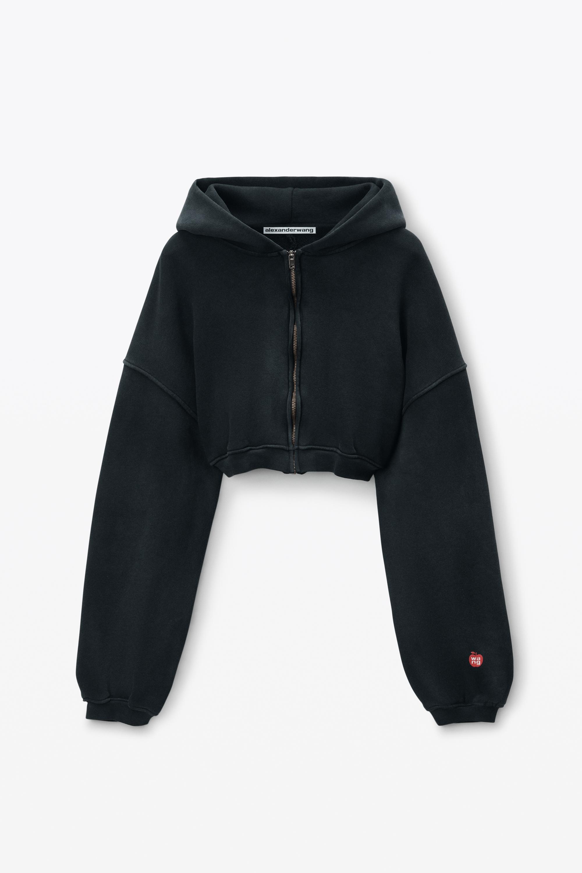 Cropped Zip Up Hoodie In Classic Terry Product Image