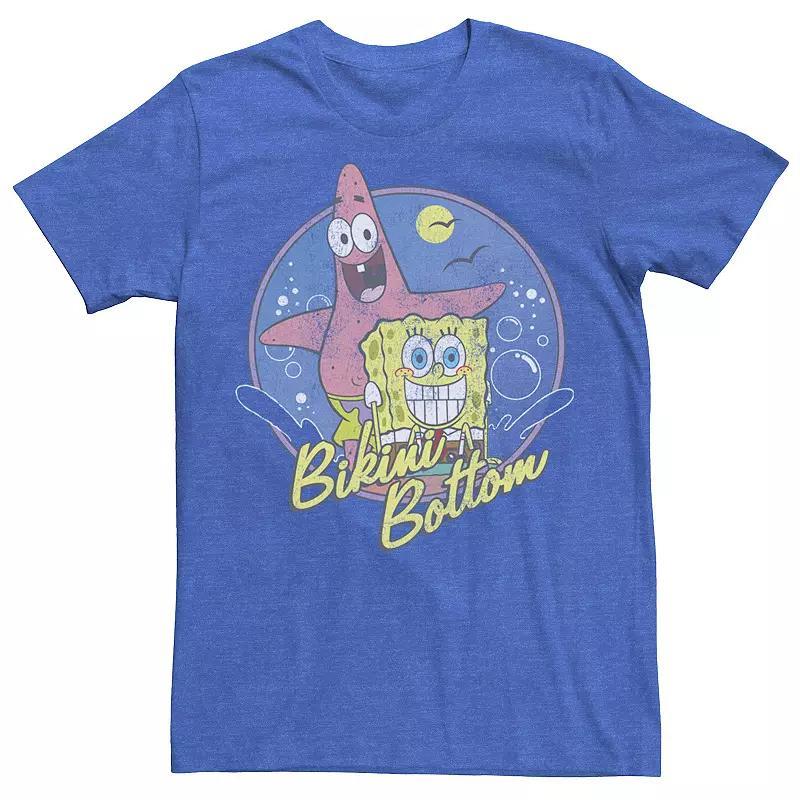 Mens SpongeBob SquarePants And Patrick Bikini Bottom Portrait Tee Royal Grey Product Image