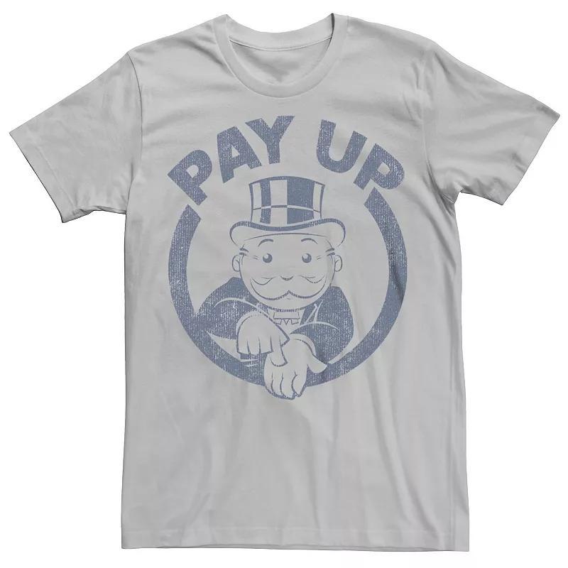 Men's Monopoly Man Pay Up Graphic Tee, Size: XS, Silver Product Image