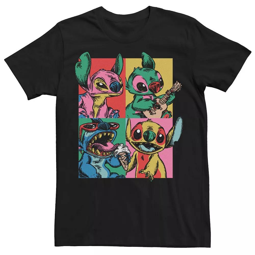 Disney's Lilo & Stitch Men's Grunge Stitch Neon Panel Tee,  Product Image