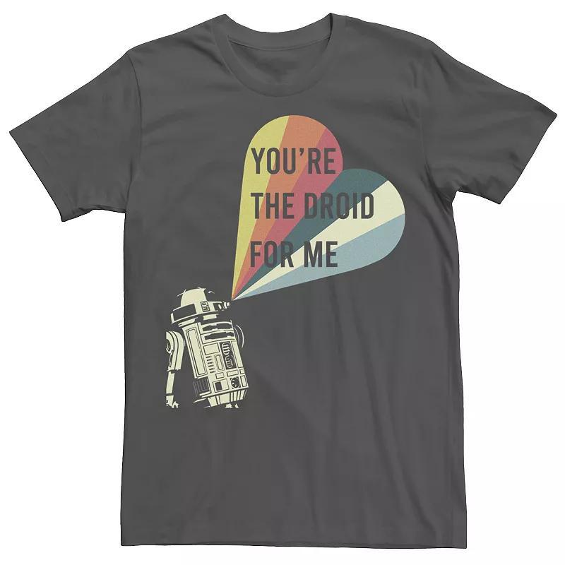 Mens Star Wars R2-D2 Droid For Me Striped Heart Tee Grey Product Image