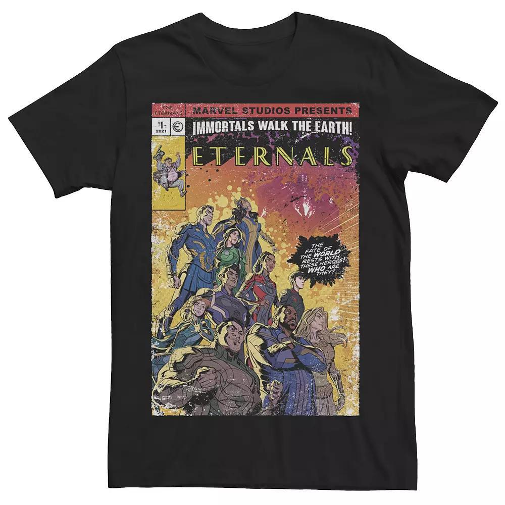 Men's Marvel Eternals Retro Distressed Comic Cover Poster Tee, Boy's, Size: XXL, Black Product Image