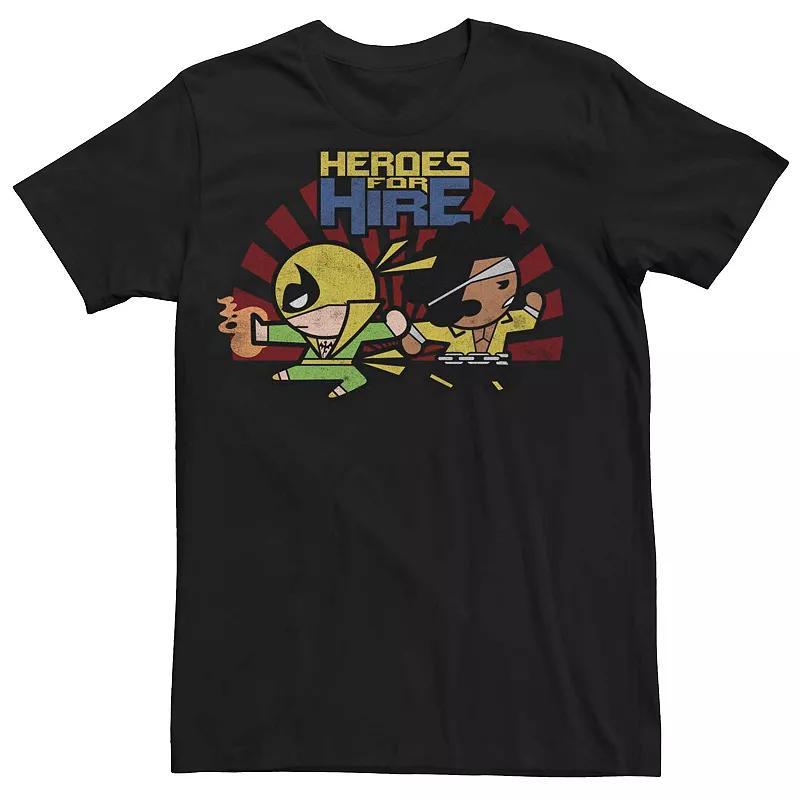 Men's Marvel Iron Fist Luke Cage Heroes Kawaii Tee, Size: XXL, Black Product Image