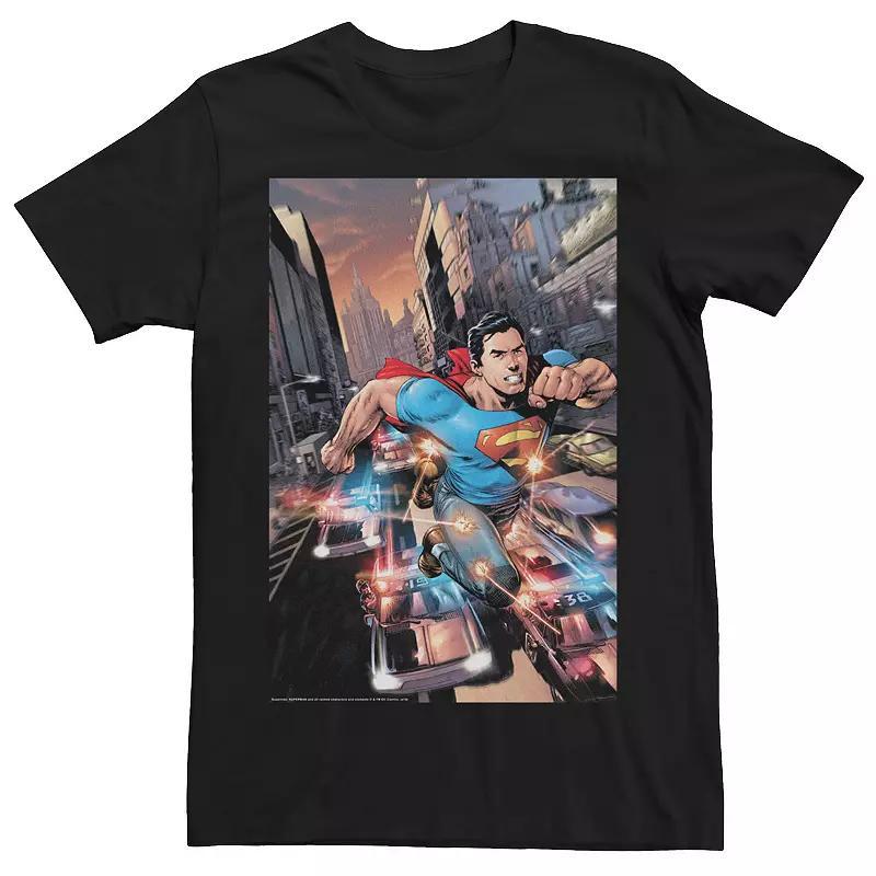 Men's DC Comics Superman Action Poster Graphic Tee, Size: XXL, Black Product Image