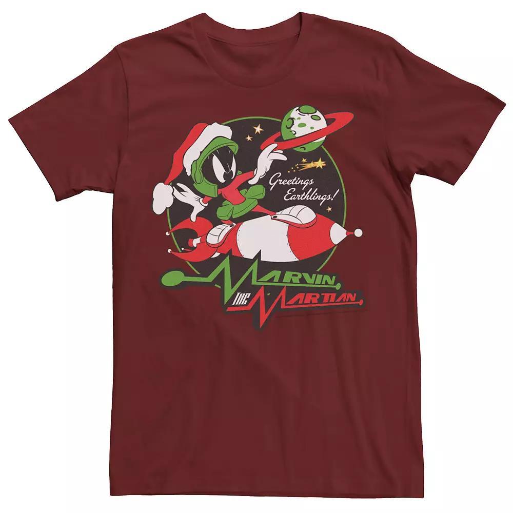 Men's Looney Tunes Christmas Marvin The Martian Greetings Tee,  Product Image
