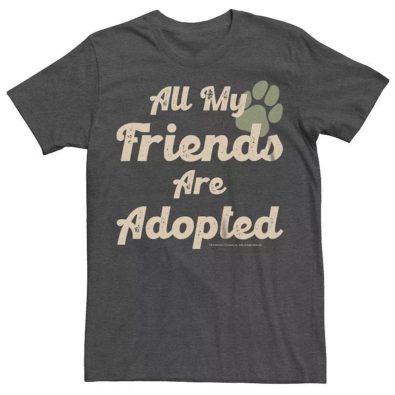 Big & Tall "All My Friends Are Adopted" Dog Lover Graphic Tee, Men's, Size: Large Tall, Grey Heather Product Image