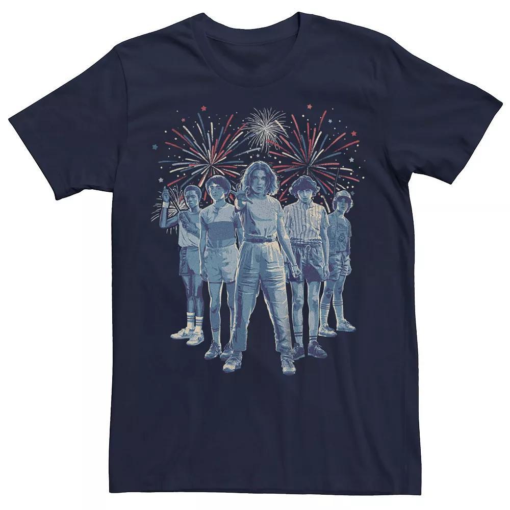 Men's Stranger Things Kids Fireworks Background Graphic Tee, Size: XS, Blue Product Image