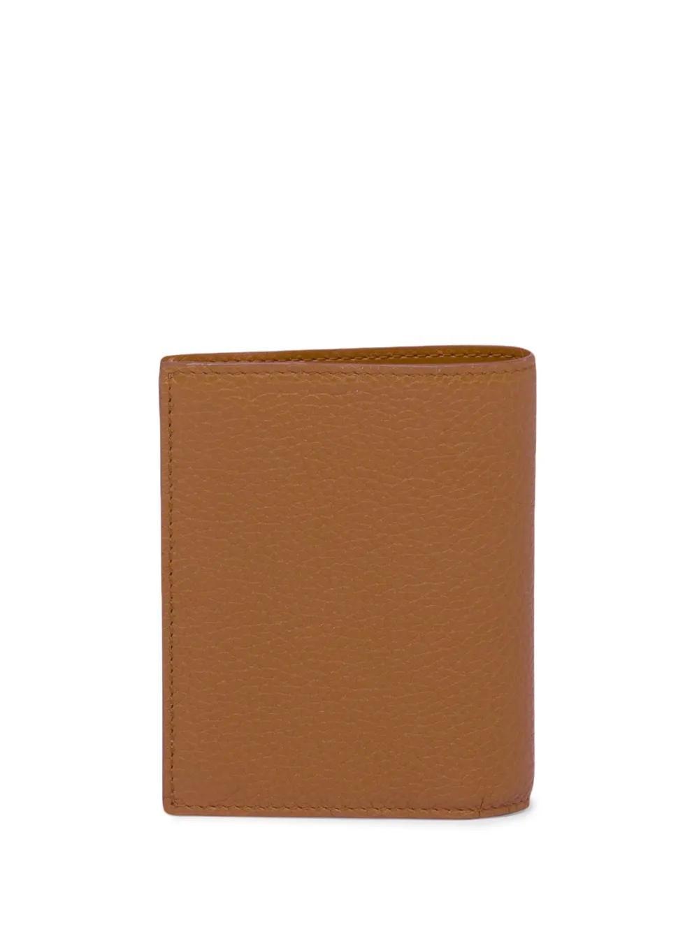 PRADA Small Logo-plaque Leather Wallet In Brown Product Image