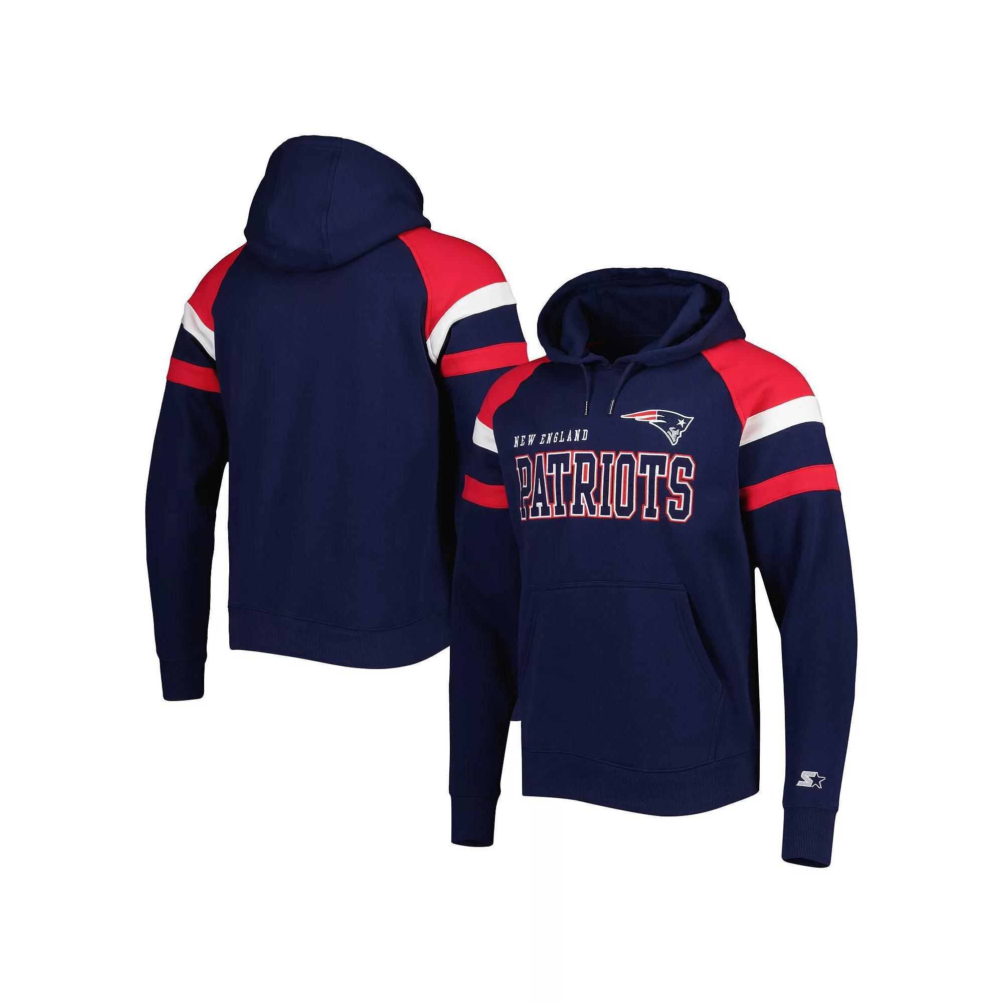 Men's Starter Navy New England Patriots Draft Fleece Raglan Pullover Hoodie, Size: 3XL, Blue Product Image