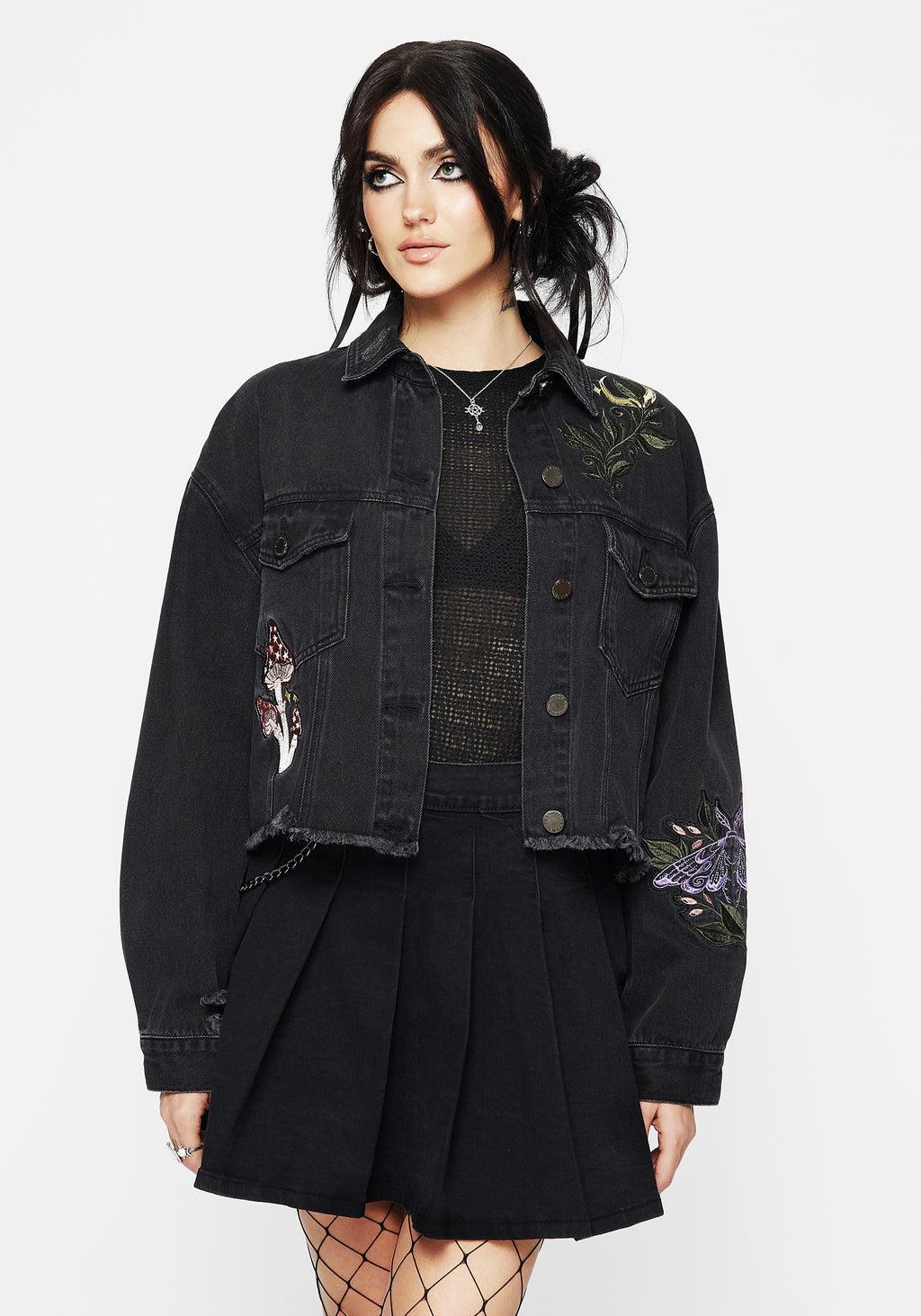 Nirah Embroidered Crop Denim Jacket Product Image
