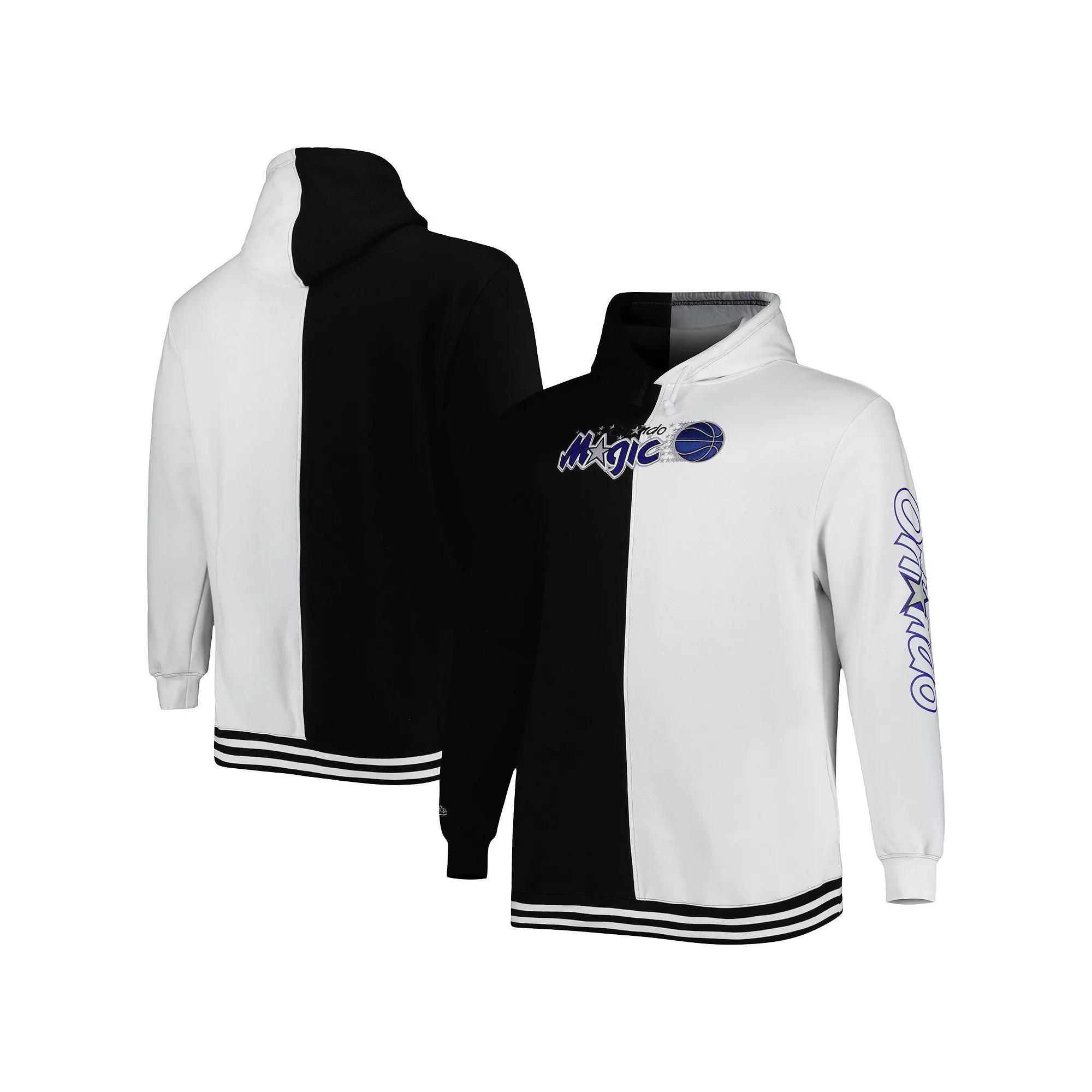 Men's Mitchell & Ness Black/White Orlando Magic Big & Tall Hardwood Classics Split Pullover Hoodie, Size: XLT, Mag Black Product Image