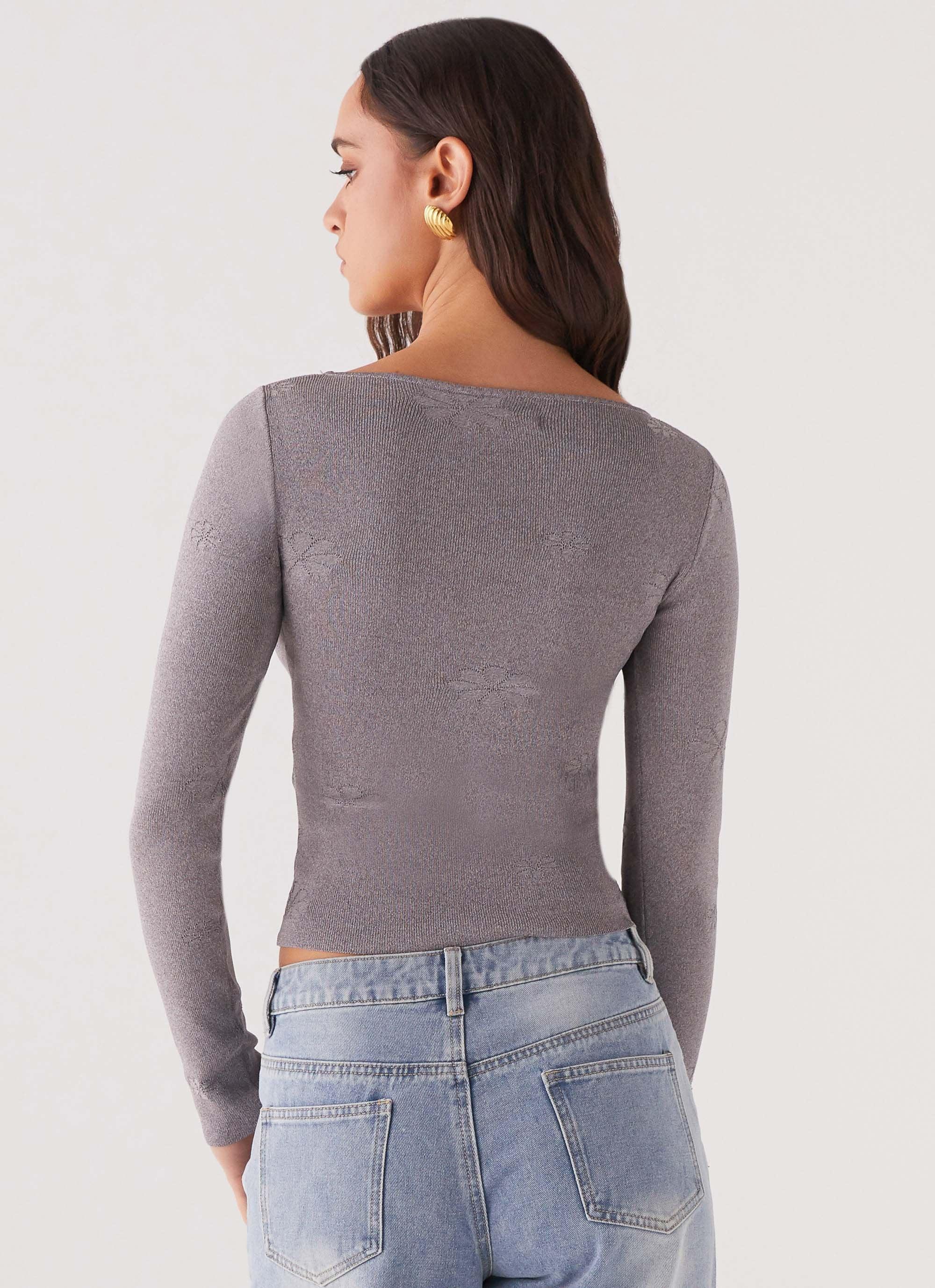 Dandelion Long Sleeve Knit Top - Grey Marle Product Image