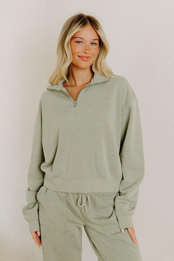 Cozy Lifestyle Vintage Wash Pullover in Sage Product Image