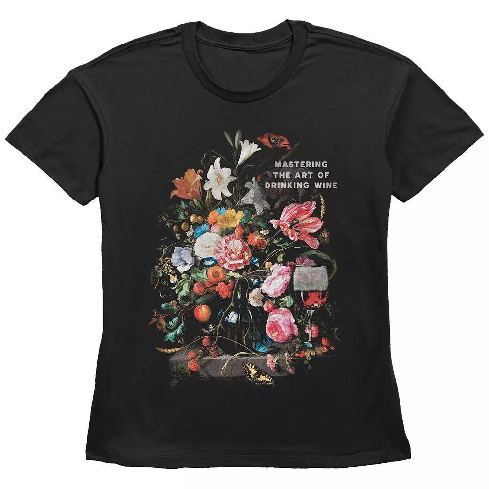 Women's Mastering The Art Of Drinking Wine Basic Fit Graphic Tee,  Product Image