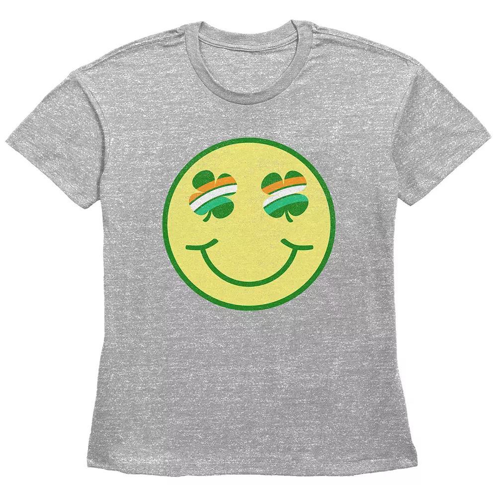 Women's Shamrock Eyes Smiley Face Graphic Tee, Girl's,  Product Image