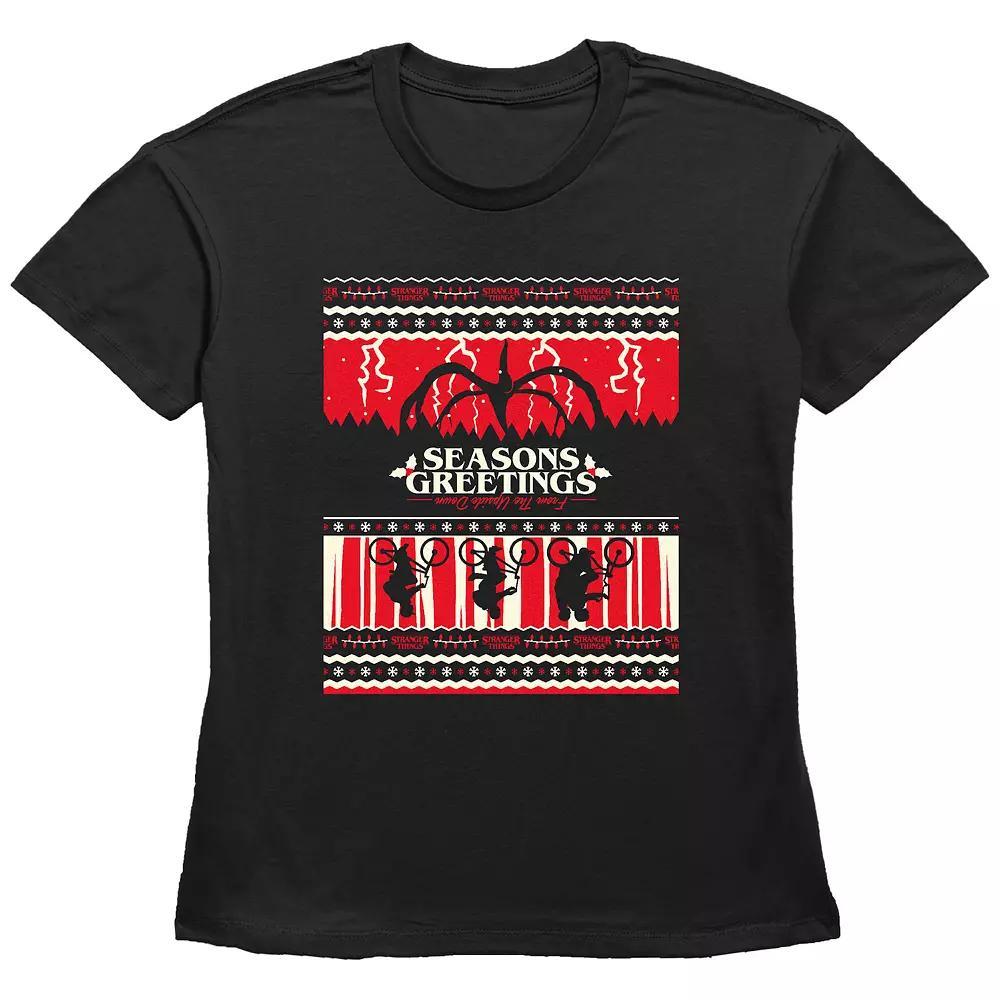 Women's Stranger Things Season's Greeting From The Upside Down Graphic Tee,  Product Image