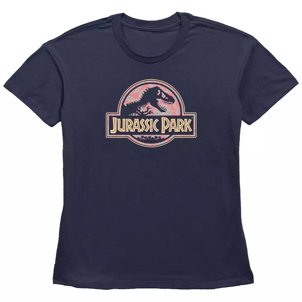 Women's Jurassic Park Floral Mandala Logo Graphic Tee, Girl's, Size: XXL, Blue Product Image