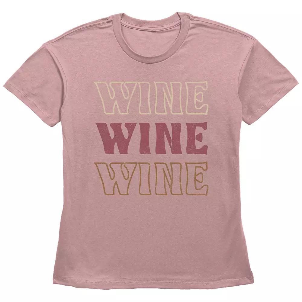 Women's Fifth Sun "Wine" Triple Stacked Text Short Sleeve Graphic Tee, Girl's, Size: XL, Desert Pink Product Image