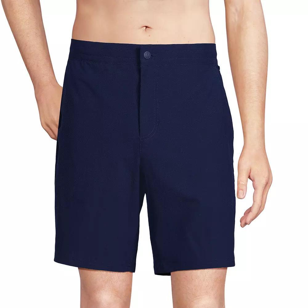 Men's Lands' End 9" Shoreline Swim Trunks, Size: Large, Light Gray Chambray Product Image
