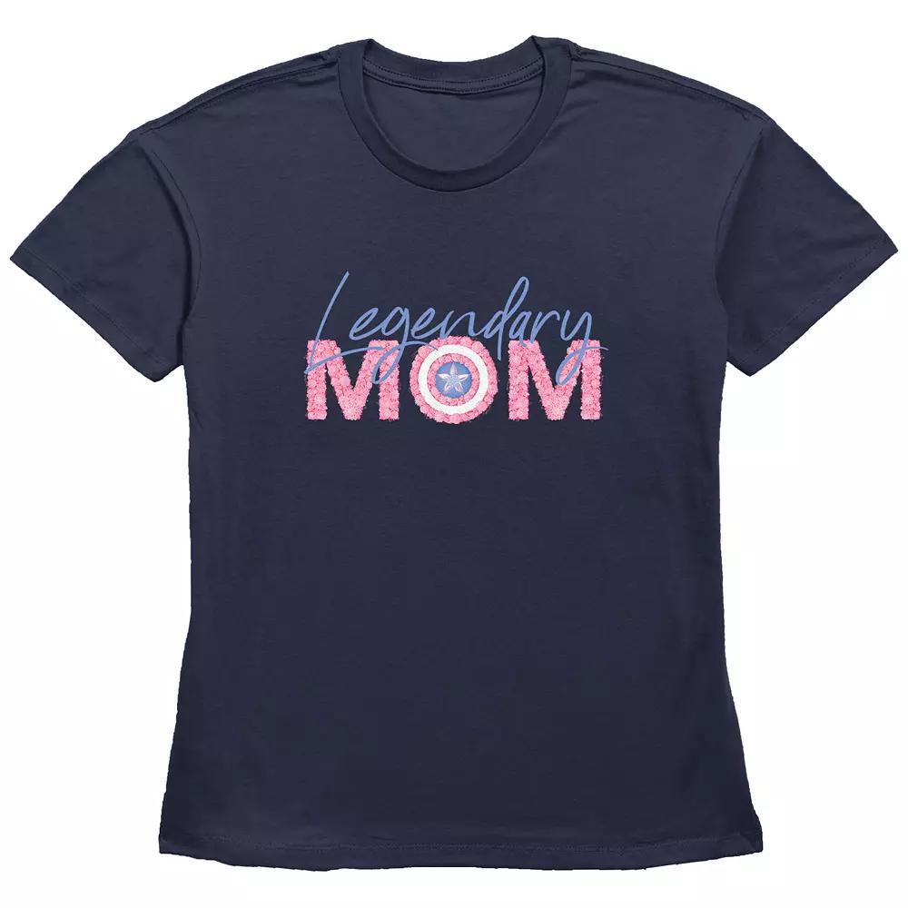 Women's Captain America Legendary Mom Basic Fit Graphic Tee, Size: XXL, Blue Product Image