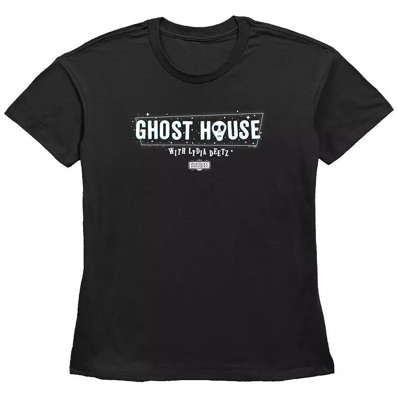 Women's Beetlejuice 2 Ghost House With Lydia Deetz Marquee Sign Graphic Tee, Size: XL, Black Product Image