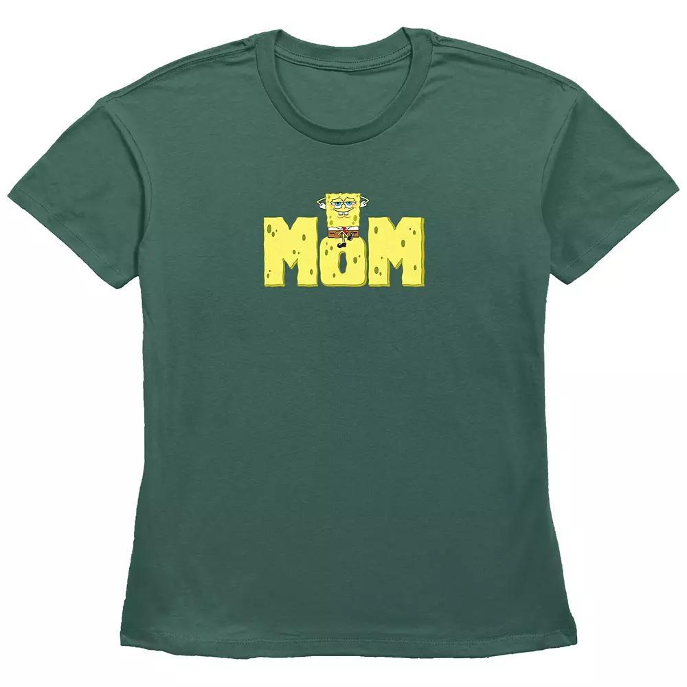 Women's SpongeBob SquarePants Mom Basic Fit Graphic Tee, Size: Medium, Green Product Image