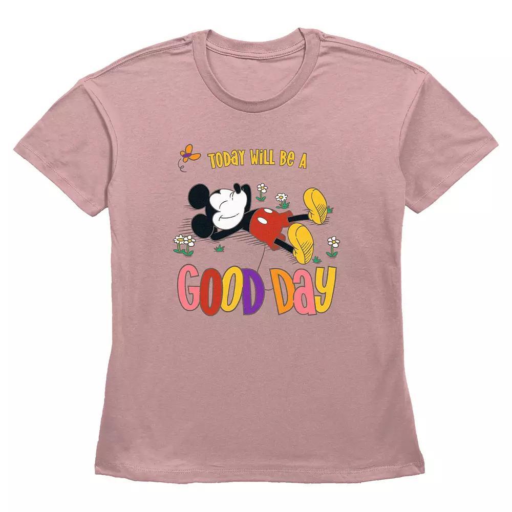 Disney's Mickey Mouse Today Will Be A Good Day Women's Graphic Tee, Size: Large, Desert Pink Product Image
