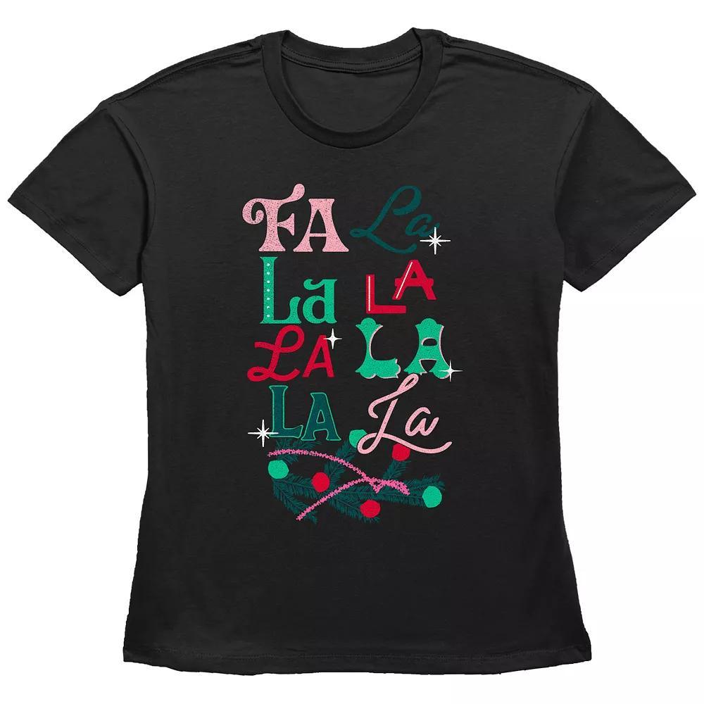 Women's Christmas Fa La La Graphic Tee, Size: XL, Black Product Image