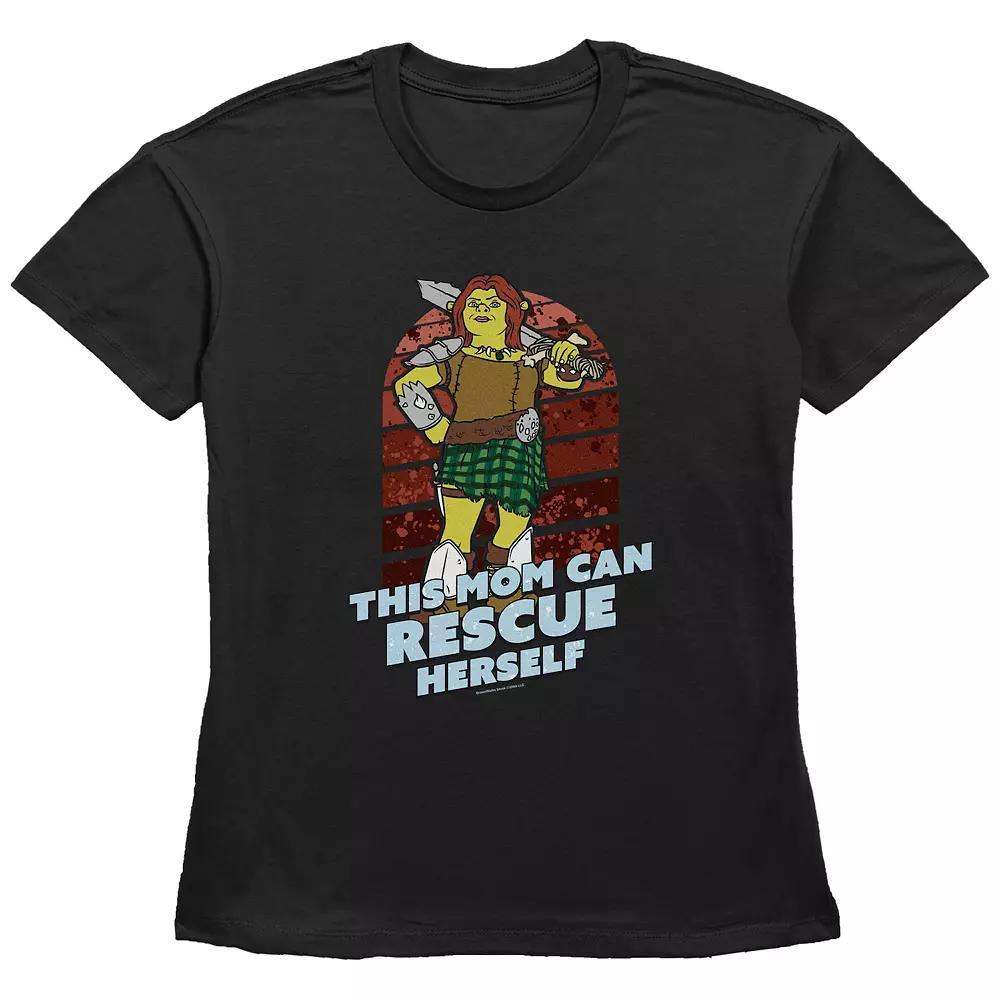 Women's Shrek This Mom Can Rescue Herself Basic Fit Graphic Tee, Size: XS, Black Product Image