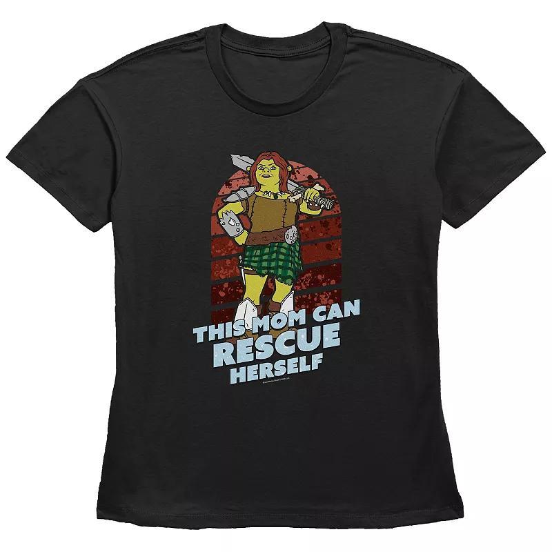 Women's Shrek This Mom Can Rescue Herself Basic Fit Graphic Tee, Size: XS, Black Product Image